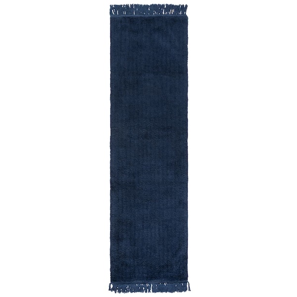 Vermont 2 ft. x 8 ft. Blue Solid Textured Runner Rug
