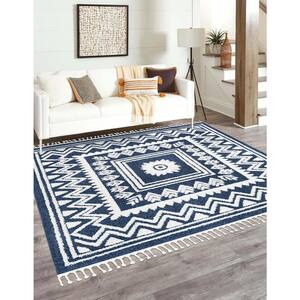 Boho Becca Blue 7 ft. 10 in. x 7 ft. 10 in. Area Rug