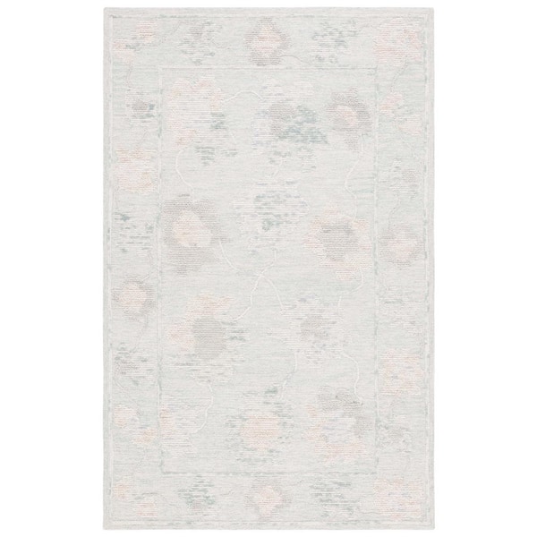 SAFAVIEH Abstract Beige/Gray 3 ft. x 5 ft. Border Distressed Floral Area Rug