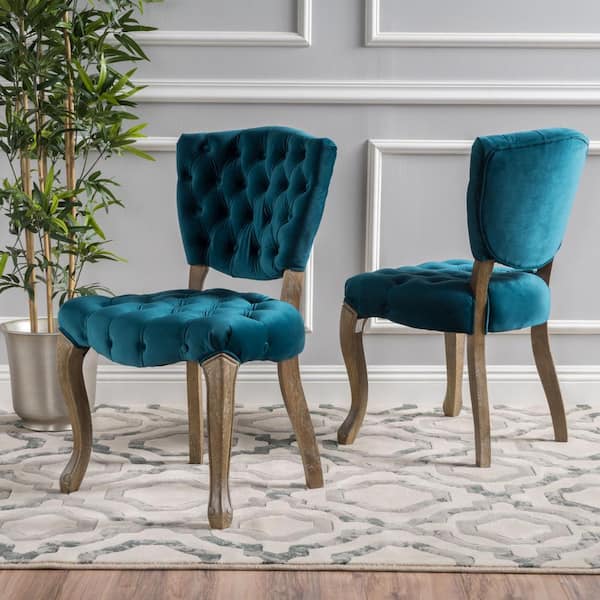 Bates Dark Teal Velvet Dining Chairs (Set of 2)