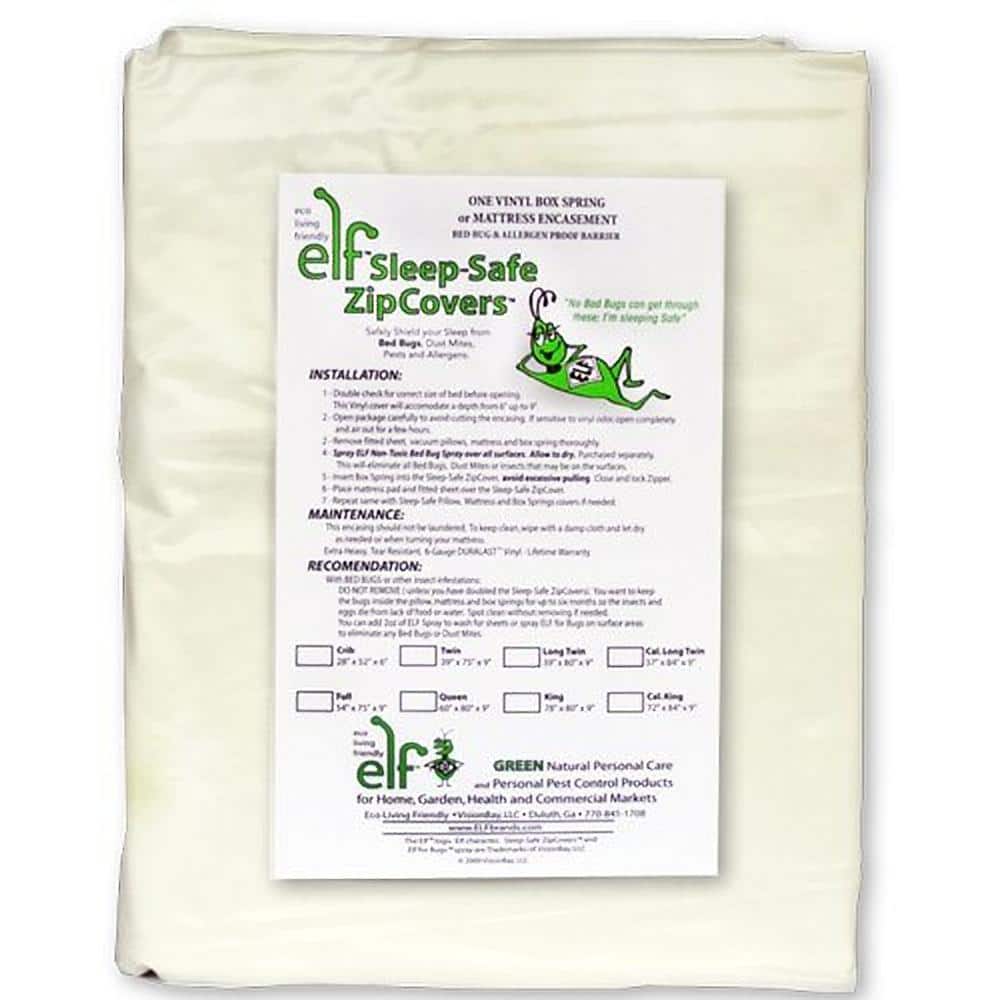 Twin White Vinyl Zippered Box Spring Mattress Protector