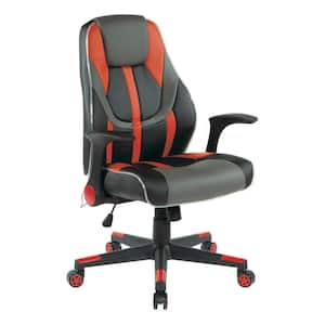 Output Gaming Chair in Black Faux Leather with Red Trim