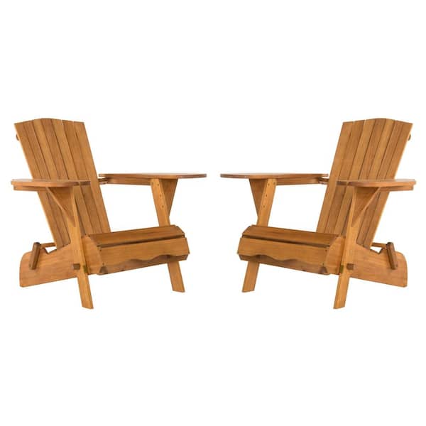 SAFAVIEH Breetel Natural Brown Wood Adirondack Chair (2-Set)