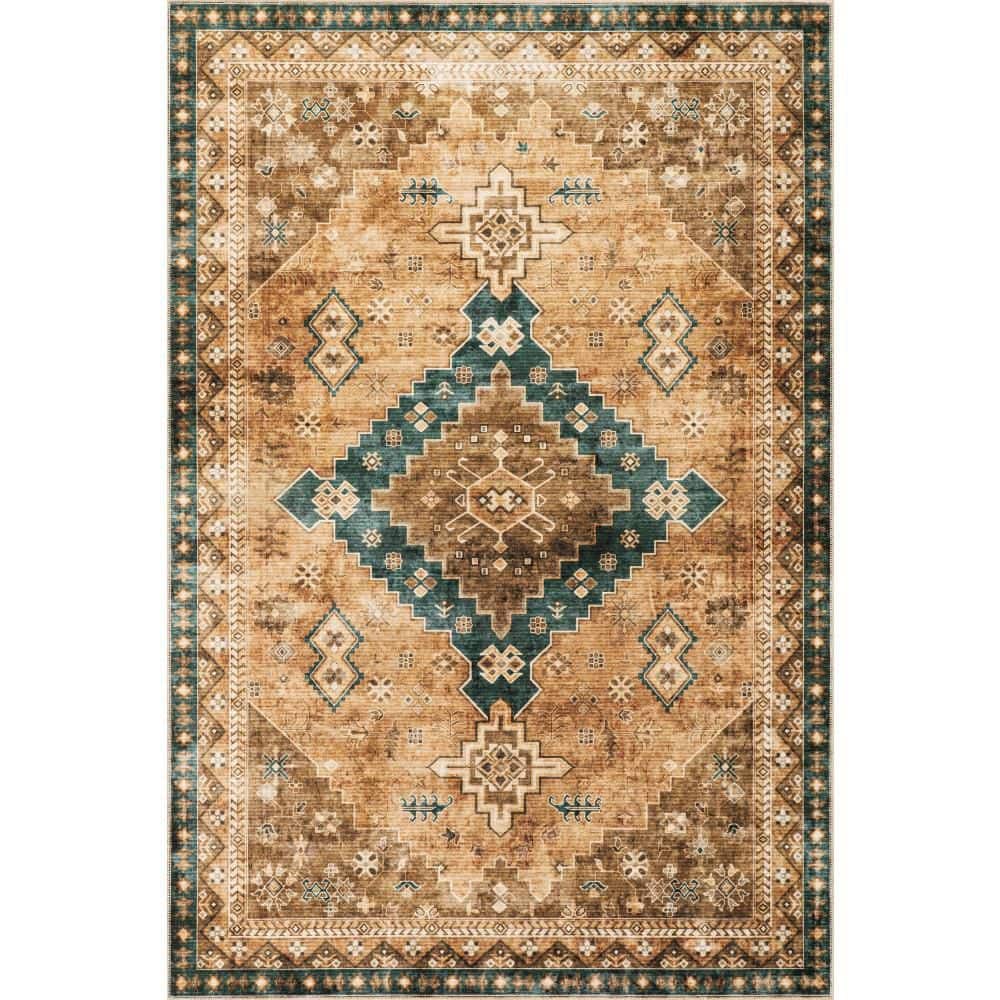 Jessamine Spill Proof Washable Geometric Hunter Green 8 ft. x 10 ft. Indoor Area Rug price history on PriceWatchPro