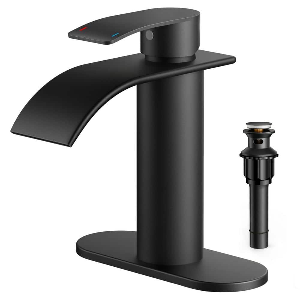 Single-Handle Bathroom Faucet with Deckplate Included and Spot Resistant in