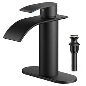 Single-Handle Bathroom Faucet with Deckplate Included and Spot Resistant in Matte Black