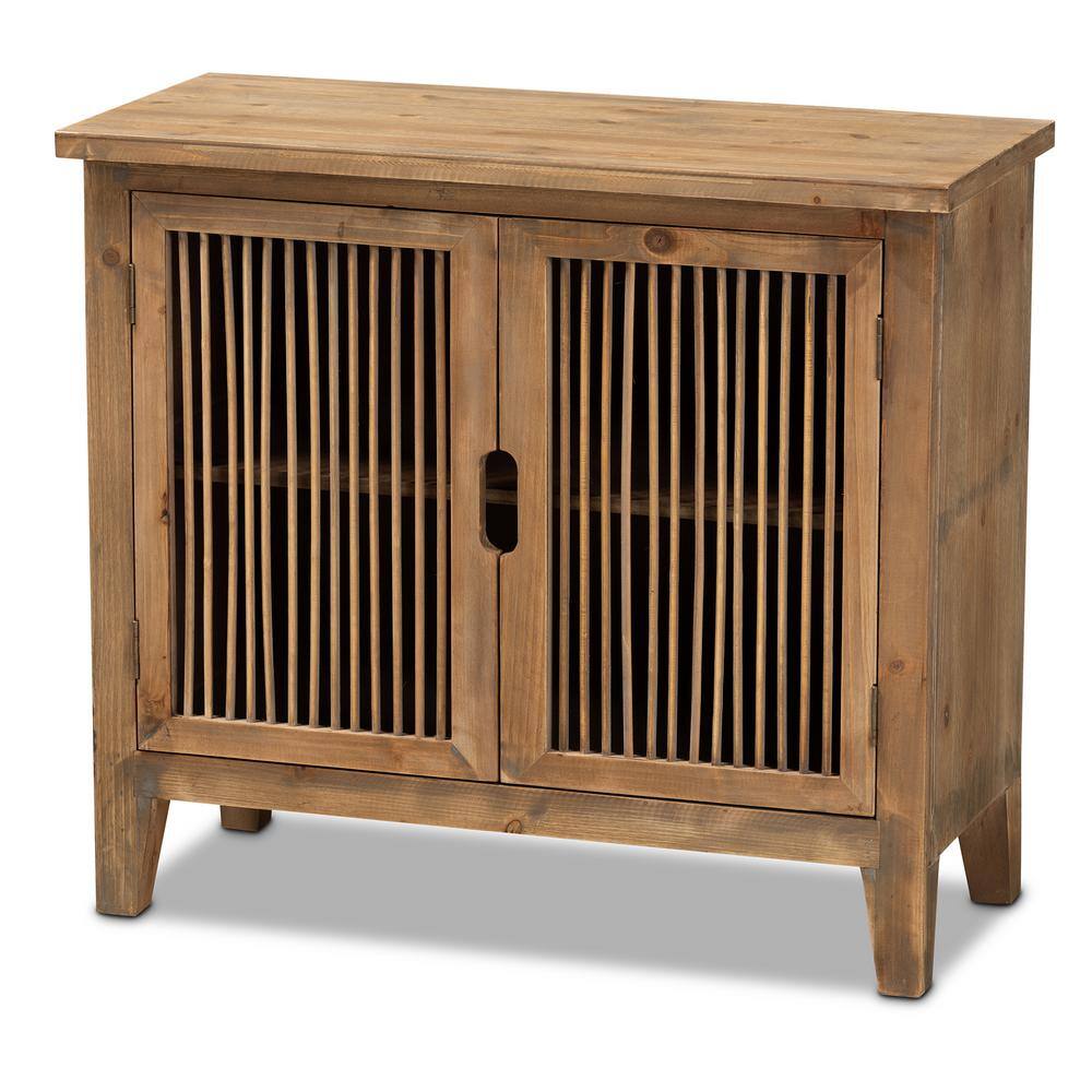 Clement Medium Oak 2-Door Wood Spindle Accent Cabinet