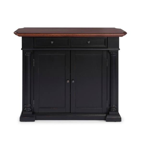 HOMESTYLES Beacon Hill Black Solid Wood Top Kitchen Island