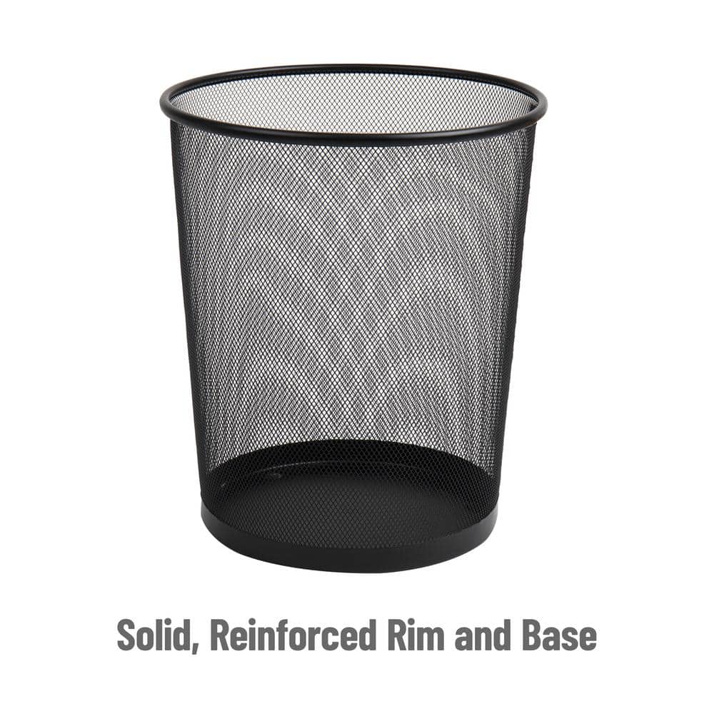 Black Mesh Round Office Waste Basket