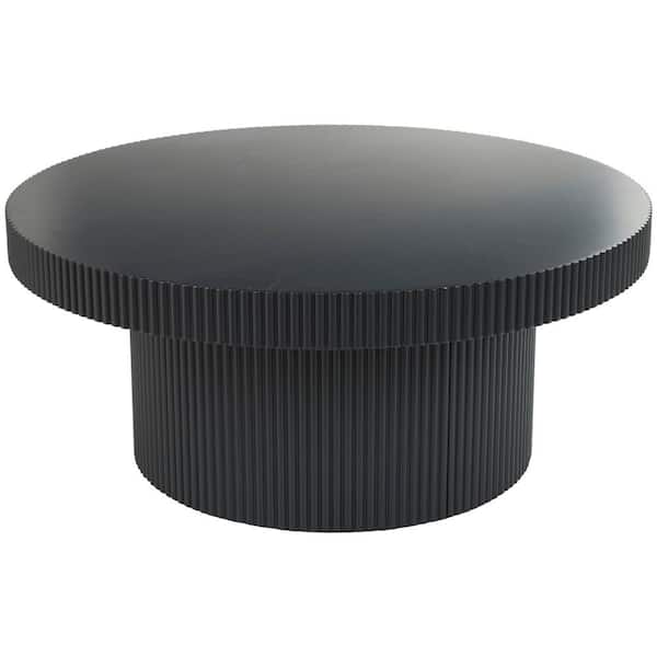 36 in. Black Medium Round Wooden Coffee Table