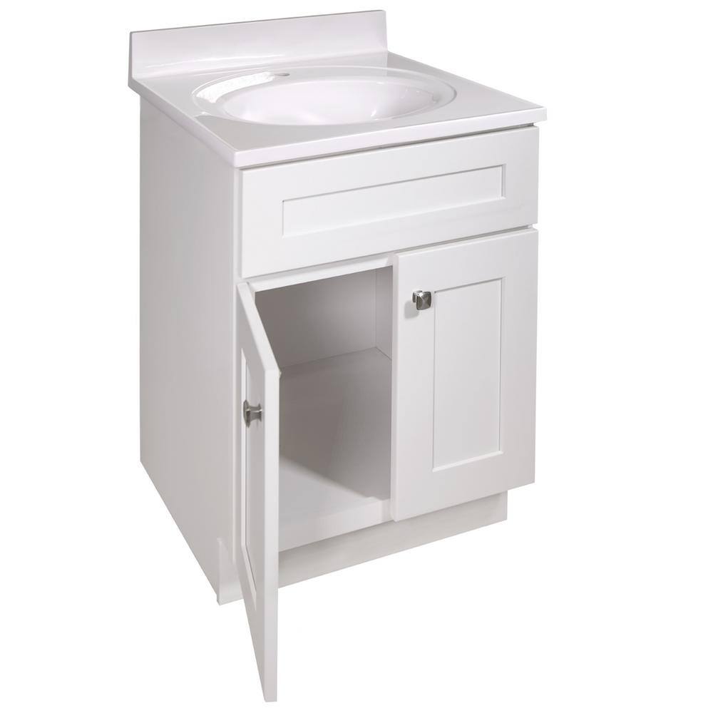 White Cultured Marble Single Vanity Top with Backsplash
