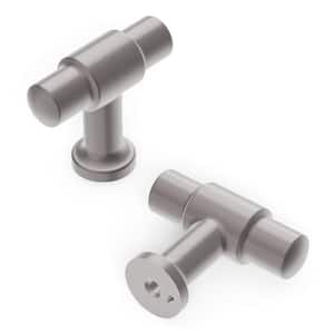 Piper Collection T-Knob 1-5/8 in. X 5/8 in. Satin Nickel Finish Modern Zinc Cabinet Knob 1 Pack