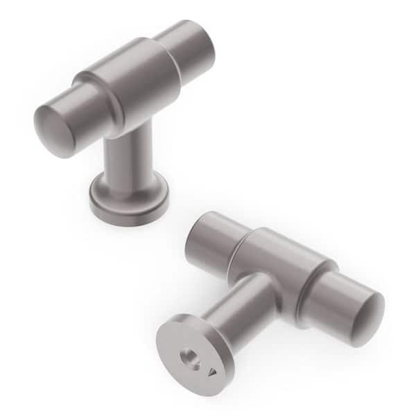 HICKORY HARDWARE Piper Collection T-Knob 1-5/8 in. X 5/8 in. Satin Nickel Finish Modern Zinc Cabinet Knob 1 Pack