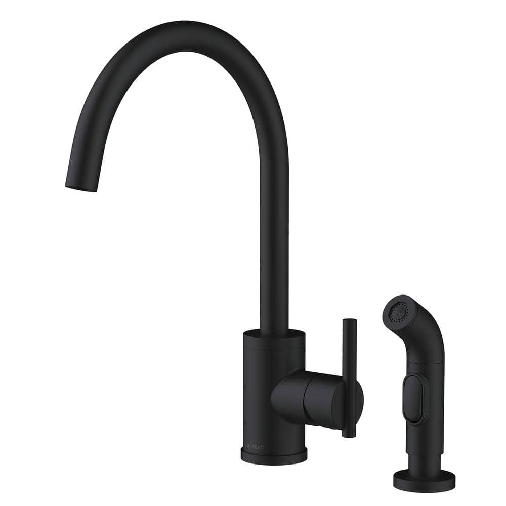 Satin Black Single Handle Kitchen Faucet with Side Spray