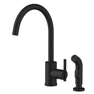 Parma Single Handle Standard Kitchen Faucet with Side Spray in Satin Black
