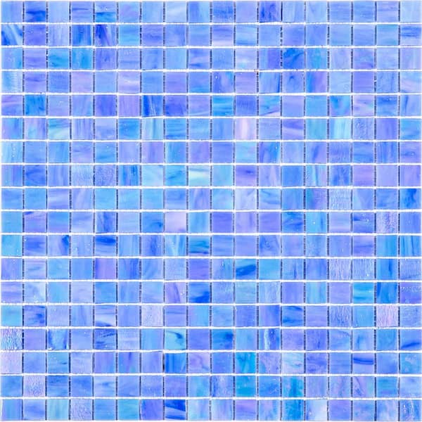 Apollo Tile Skosh 4" x 6" Glossy Rainbow Blue Glass Mosaic Uniform square Wall and Floor Sample Tile (0.13 sq. ft./Piece) (1-Pack)