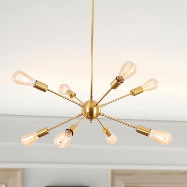 ADSENSTY 8-Light Gold Modern Dimmable Sputnik Chandelier