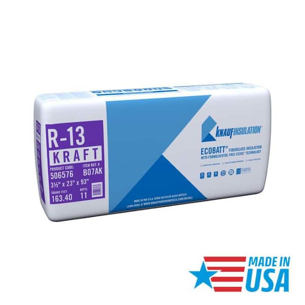 R-13 EcoBatt Kraft Faced Fiberglass Insulation Batt 23 in. x 93 in. x 3-1/2 in.