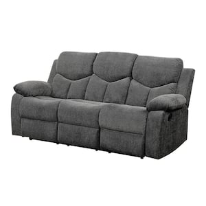 Amelia 82 in. Rolled Arm Chenille Rectangle Nailhead Trim Sofa in Gray