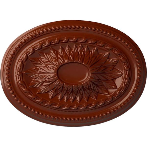 Ekena Millwork 18-1/2 in. W x 13-1/2 in. H x 1-7/8 in. Saverne Urethane Ceiling Medallion, Firebrick
