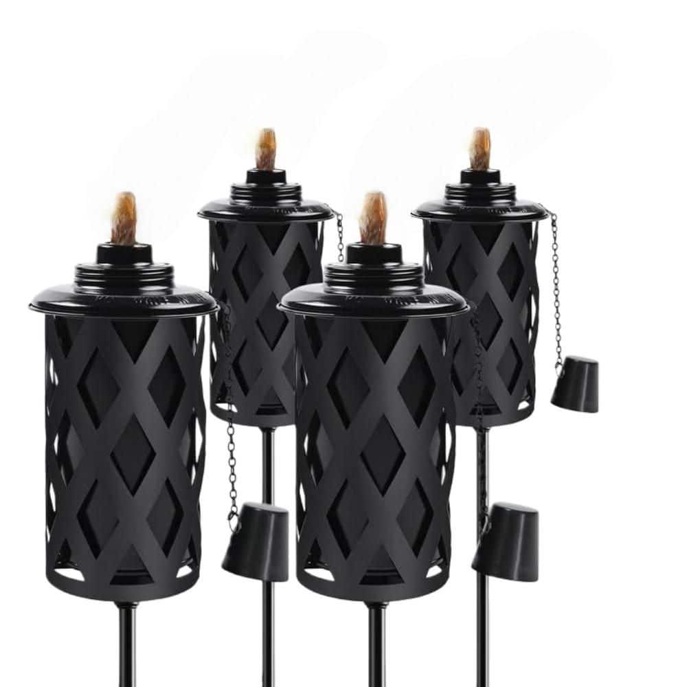 OGETFUUR 4-Pack Black Citronella Torches, 16 oz. Outdoor Torch