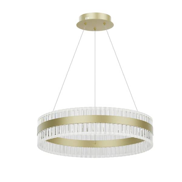Maxax Jefferson 1-Light Clear/Chrome Unique Integrated LED Chandelier with Crystal Accents