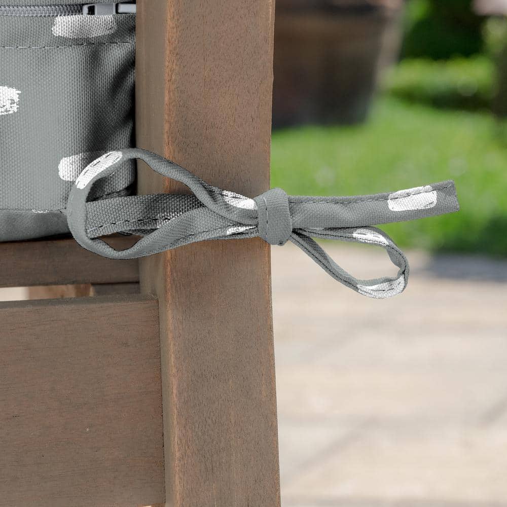 Stone Grey Dot Bamboo Viscose and Polyester Outdoor Deep Seat Cushion Set