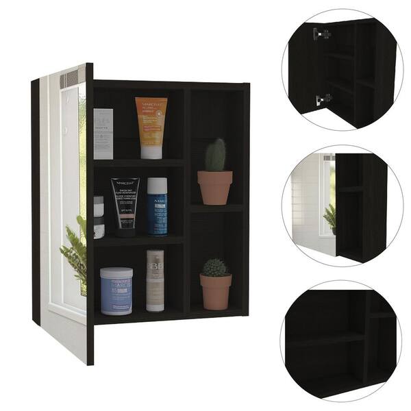 cadeninc Black Bathroom Wall Cabinet with 2 Doors and Adjustable