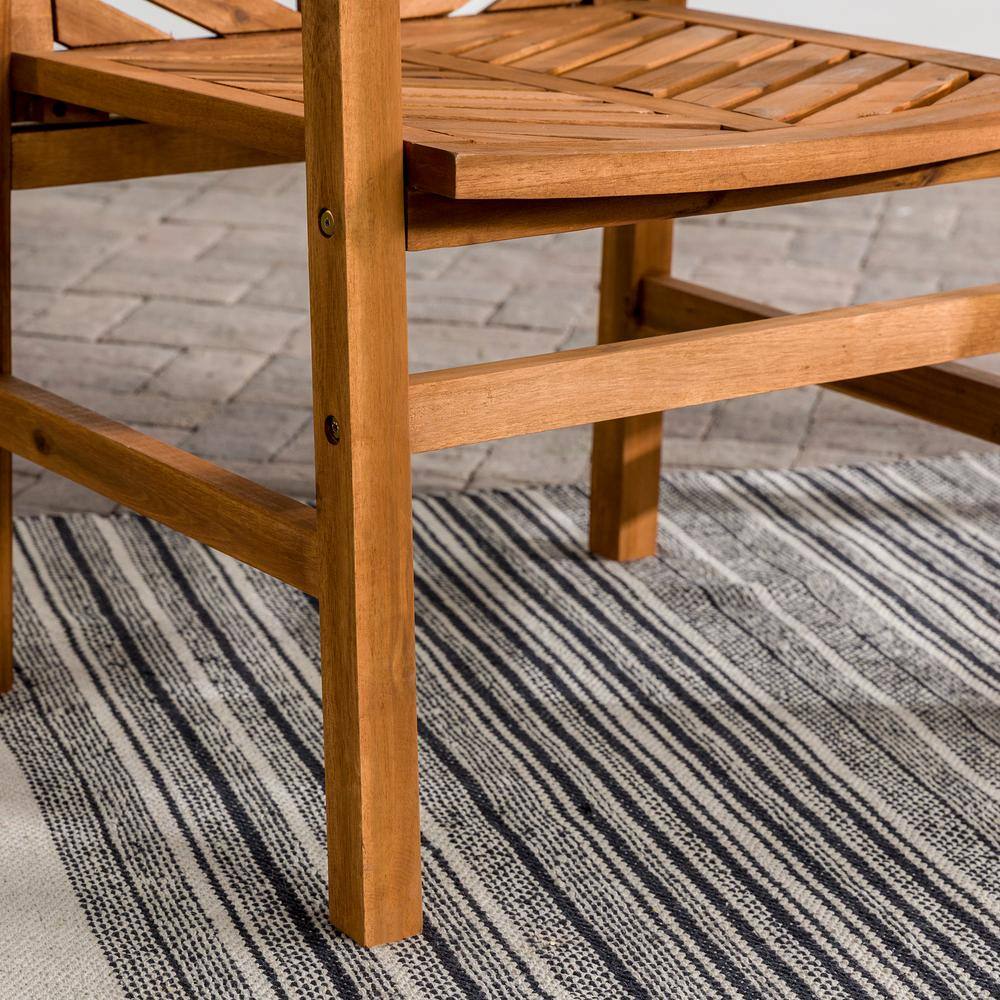 Set of 2 Brown Chevron Slatted Acacia Wood Patio Chairs