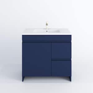 Mace 30 in. W x 20 in. D Single Sink Bathroom Vanity Right Side Drawers in Navy Blue with Acrylic Integrated Countertop