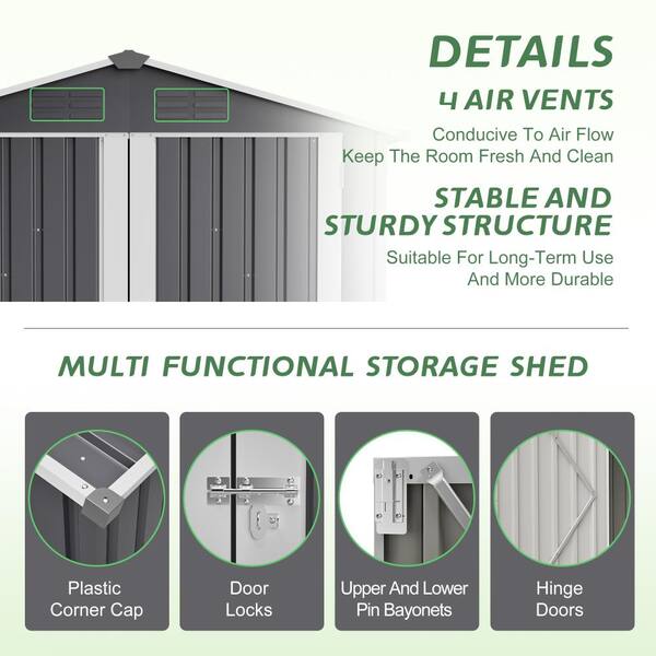 ToolCat 6x4 ft Metal Outdoor Storage Shed with Foundation