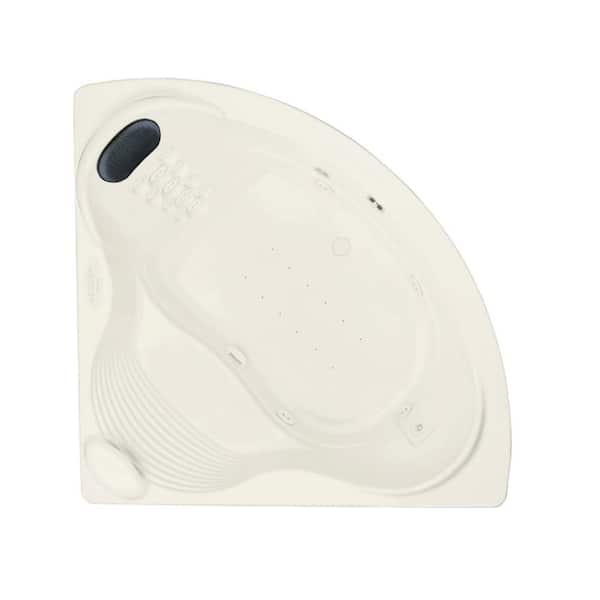 Aquatic Infinity 4- 60 in. Acrylic Corner Drop-In Air Bath/ Whirlpool Bathtub with Heater Center Drain in Biscuit