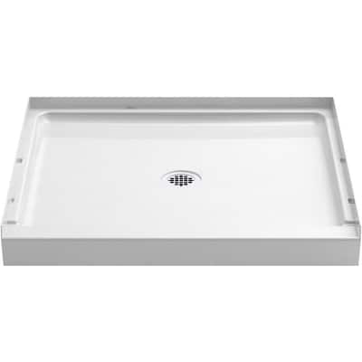36 in. x 34 in. Single Threshold Center-Drain Shower Pan Base in White
