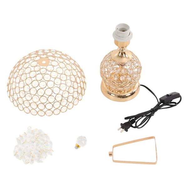 OUKANING 16.92 in. Gold Luxury Decorative Crystal Table Lamp for