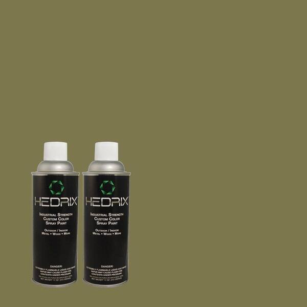 Hedrix 11 oz. Match of PPH-61 Spicy Olive Flat Custom Spray Paint (2-Pack)