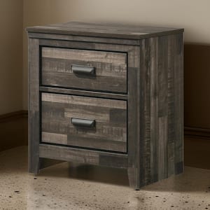 Brown 2-Drawer 15.8 in. Wooden Nightstand