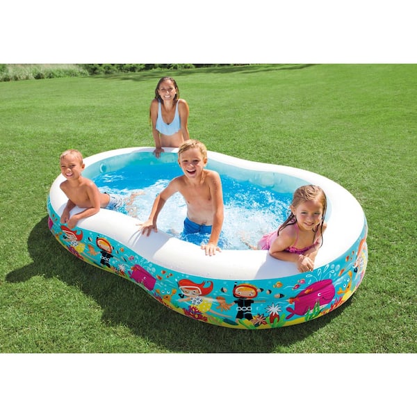 Inflatable Kiddie Pool, Puffer Fish Baby Pool with Inflatable Soft Floor,  Water Play Inflatable Bathtub for Indoor or Outdoor, Ball Pit (55 in Blue)  : : Toys & Games