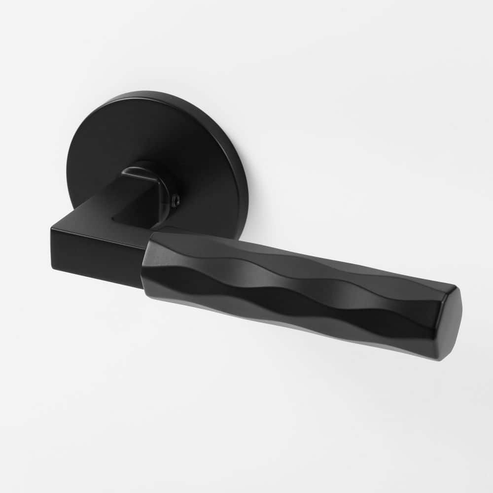 Hailey Matte Black Modern Diamond Wave Interior Door Handle, Round Plate with Concealed Screws (Passage - Hall/Closet) price history on PriceWatchPro