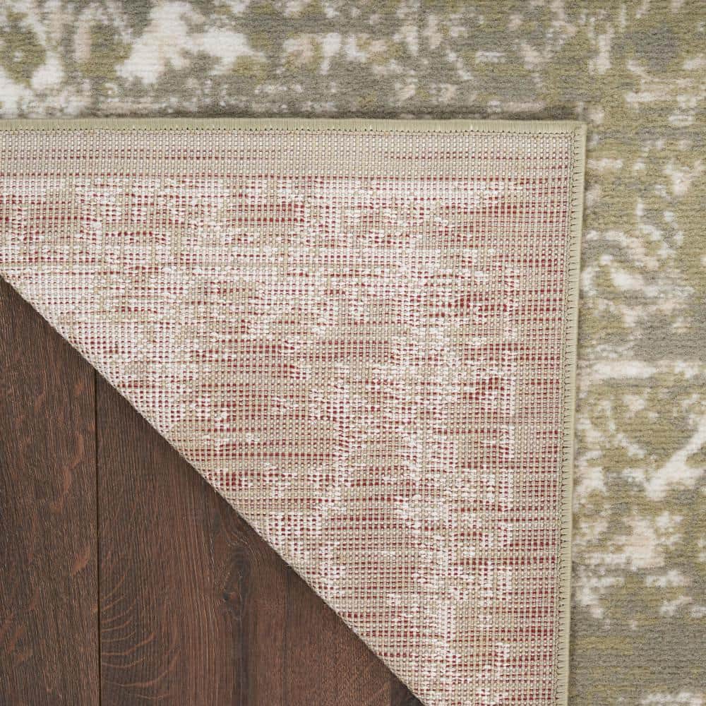 Olive Green Synthetic Medallion Rectangular Area Rug 8' x 10'