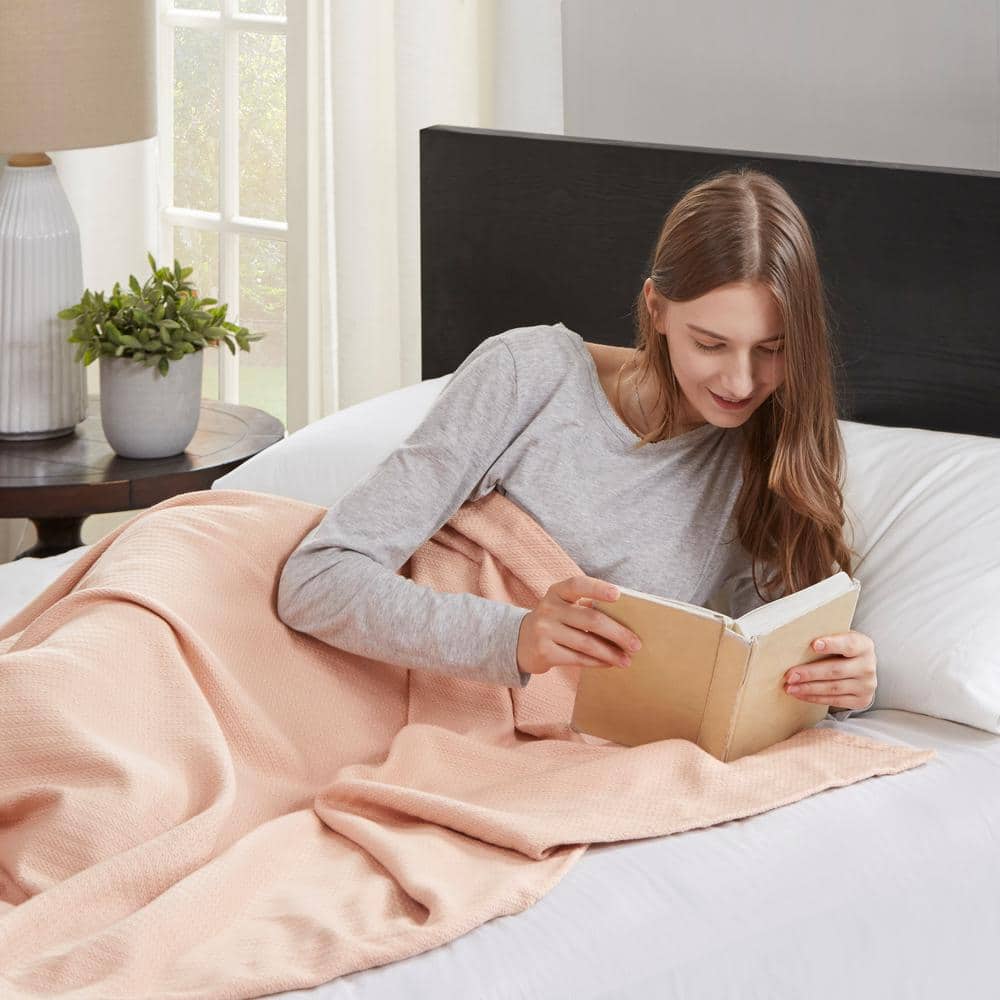 Full Size Blush Cotton Machine Washable Blanket
