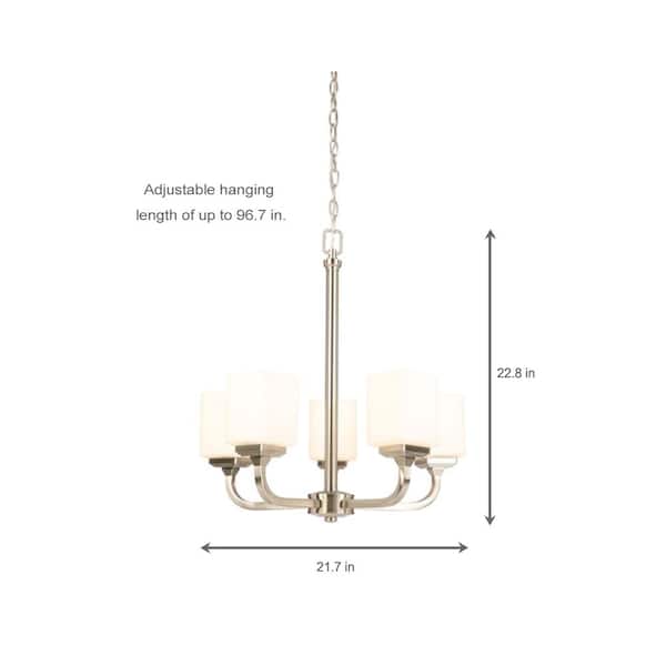 Hampton Bay 5 Light Brushed Nickel Chandelier With Frosted Glass Shades Iuq8115a 2 The Home Depot Hampton Bay 5 Light Brushed Nickel, Home Depot Hampton Bay 5 Light Chandelier