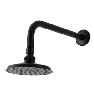 Victorian 1-Spray Patterns 5-1/4 in. Wall Mount Fixed Shower Head with Shower Arm in Matte Black