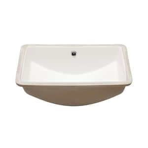 20.9 in . Ceramic Rectangular Undermount Bathroom Sink in White with Overflow Hole