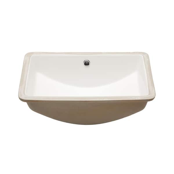 Logmey 20.9 in . Ceramic Rectangular Undermount Bathroom Sink in White with Overflow Hole