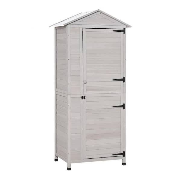 Outsunny 24.75 in. x 35.5 in. x 78.75 in. Grey Wooden Backyard Storage Shed