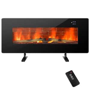 42 in. Wall Mount Electric Fireplace in Black