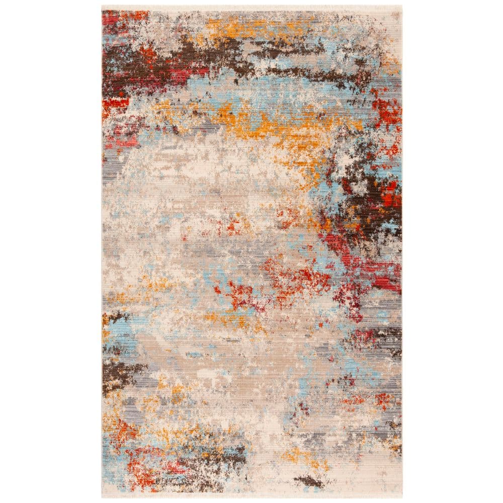 Vintage Persian 5 ft. x 8 ft. Gray/Multi Distressed Abstract Area Rug