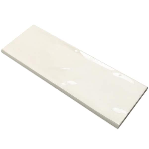 Pier Ivory 4 in. x 12 in. Polished Ceramic Bullnose Tile