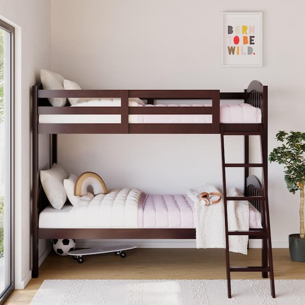 Long Horn Espresso Solid Hardwood Twin Bunk Bed
