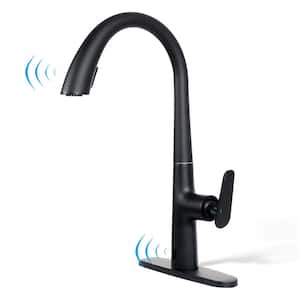 Touchless Single Handle High Arc Pull Down Sprayer Kitchen Faucet in Matte Black